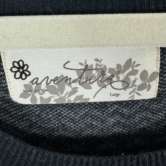 Aventura Gray Patterned Long Sleeve Scoop Neck Knee Length Sweater Dress Size L - Picture 4 of 6